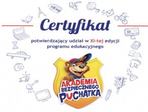 UDZIAŁ  PIERWSZOKLASISTÓW  W  PROGRAMIE  EDUKACYJNYM  „AKADEMIA BEZPIECZNEGO  PUCHATKA”