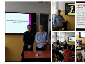 Zajęcia profilaktyczne dla uczniów klas V i VI "Odpowiedzialność prawna nieletnich"  oraz "E - papierosy a uzależnienie od nikotyny"